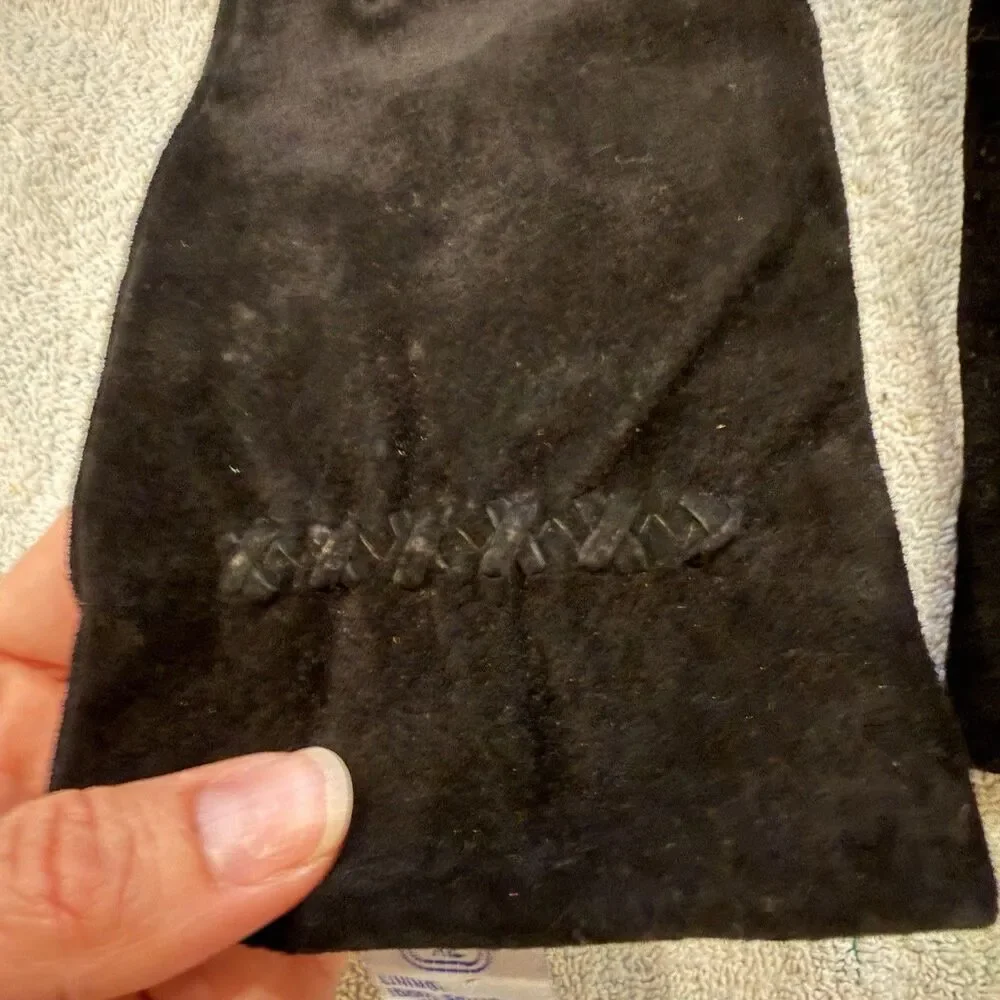 Fownes Suede Black Gloves Wrist Vintage XL Unisex Lined Classic